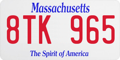 MA license plate 8TK965
