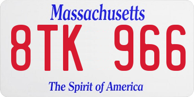 MA license plate 8TK966