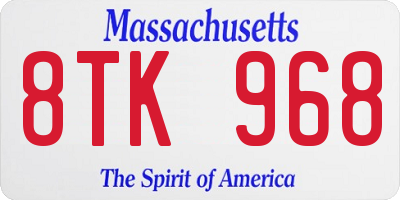 MA license plate 8TK968