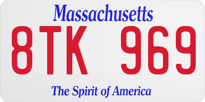 MA license plate 8TK969