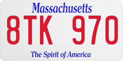 MA license plate 8TK970