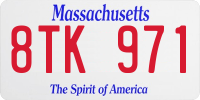 MA license plate 8TK971