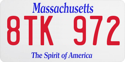 MA license plate 8TK972