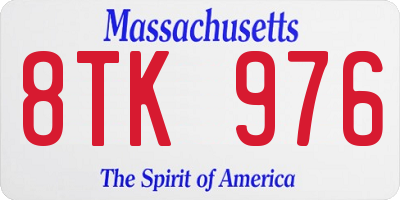 MA license plate 8TK976