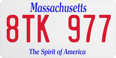 MA license plate 8TK977