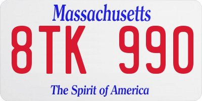 MA license plate 8TK990