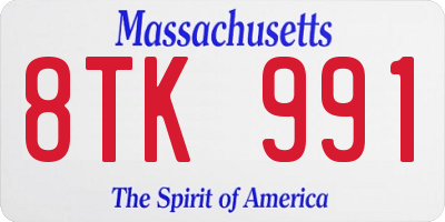 MA license plate 8TK991