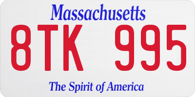 MA license plate 8TK995