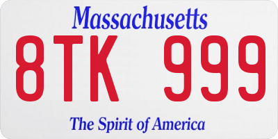 MA license plate 8TK999