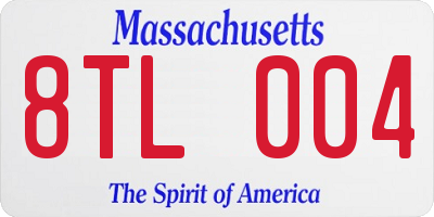 MA license plate 8TL004