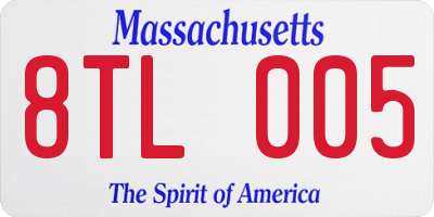 MA license plate 8TL005