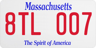 MA license plate 8TL007