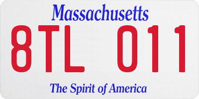 MA license plate 8TL011