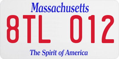 MA license plate 8TL012
