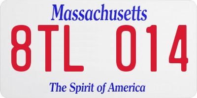 MA license plate 8TL014