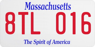 MA license plate 8TL016
