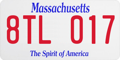 MA license plate 8TL017