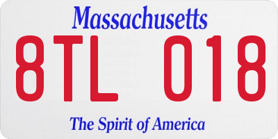 MA license plate 8TL018