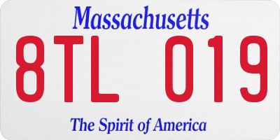 MA license plate 8TL019