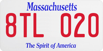 MA license plate 8TL020