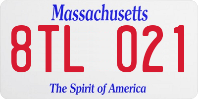 MA license plate 8TL021
