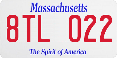 MA license plate 8TL022