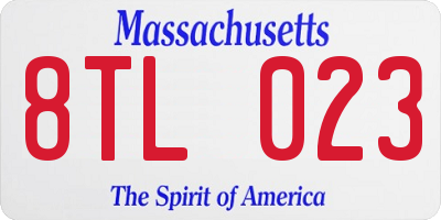 MA license plate 8TL023