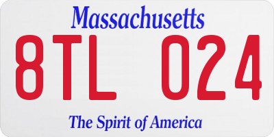 MA license plate 8TL024