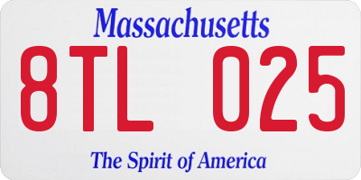 MA license plate 8TL025