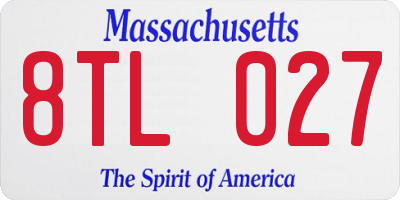 MA license plate 8TL027