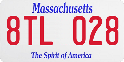 MA license plate 8TL028