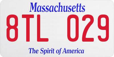 MA license plate 8TL029