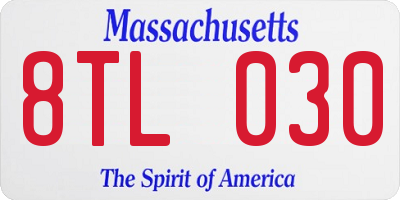 MA license plate 8TL030