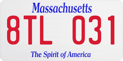 MA license plate 8TL031