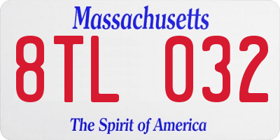 MA license plate 8TL032