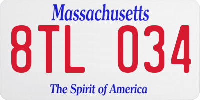 MA license plate 8TL034