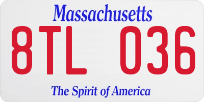 MA license plate 8TL036