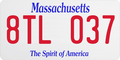 MA license plate 8TL037