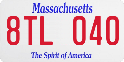 MA license plate 8TL040