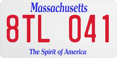 MA license plate 8TL041