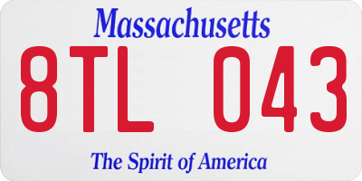 MA license plate 8TL043