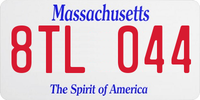 MA license plate 8TL044