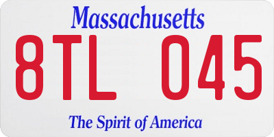 MA license plate 8TL045