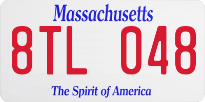MA license plate 8TL048