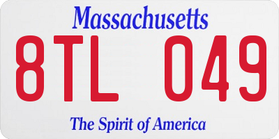MA license plate 8TL049