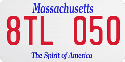 MA license plate 8TL050