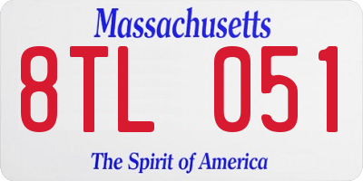 MA license plate 8TL051