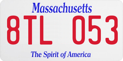 MA license plate 8TL053