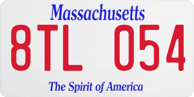 MA license plate 8TL054