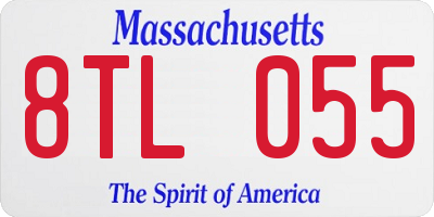MA license plate 8TL055